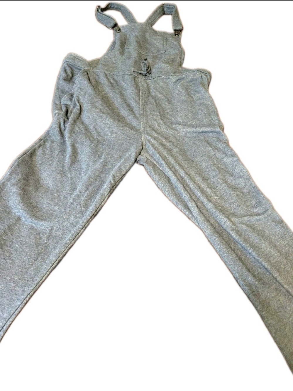 Rewash Women’s Gray Knit Overalls Jumpsuit Drawstring Waist Relaxed Casual